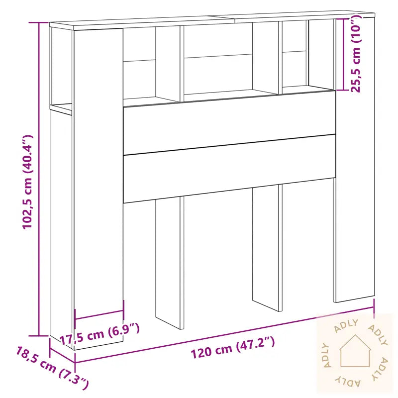 Hodegavlskap Svart Eik 120X19X104,5 Cm Konstruert Tre