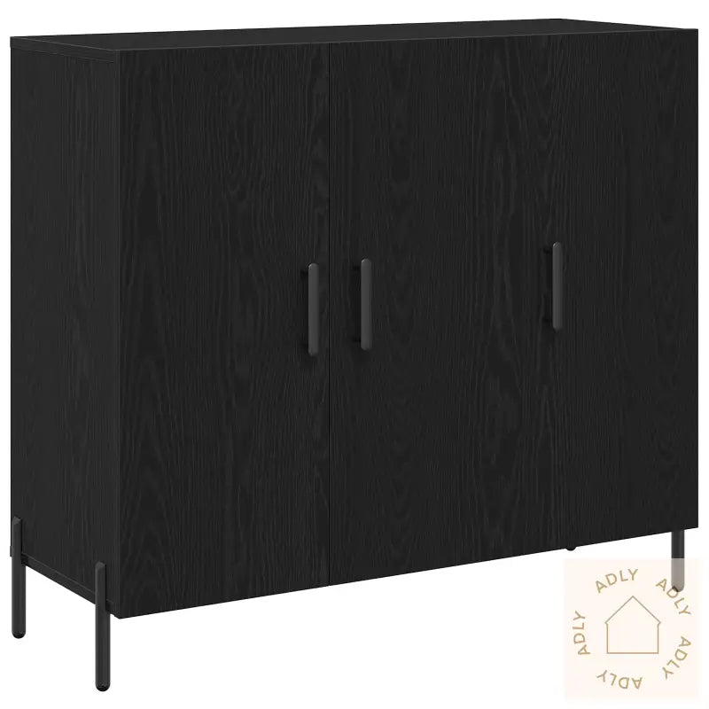 Svart Eikebord 90X34X80 Cm Laget Av Konstruert Tre