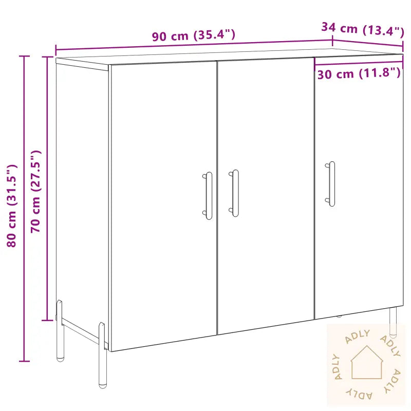 Svart Eikebord 90X34X80 Cm Laget Av Konstruert Tre