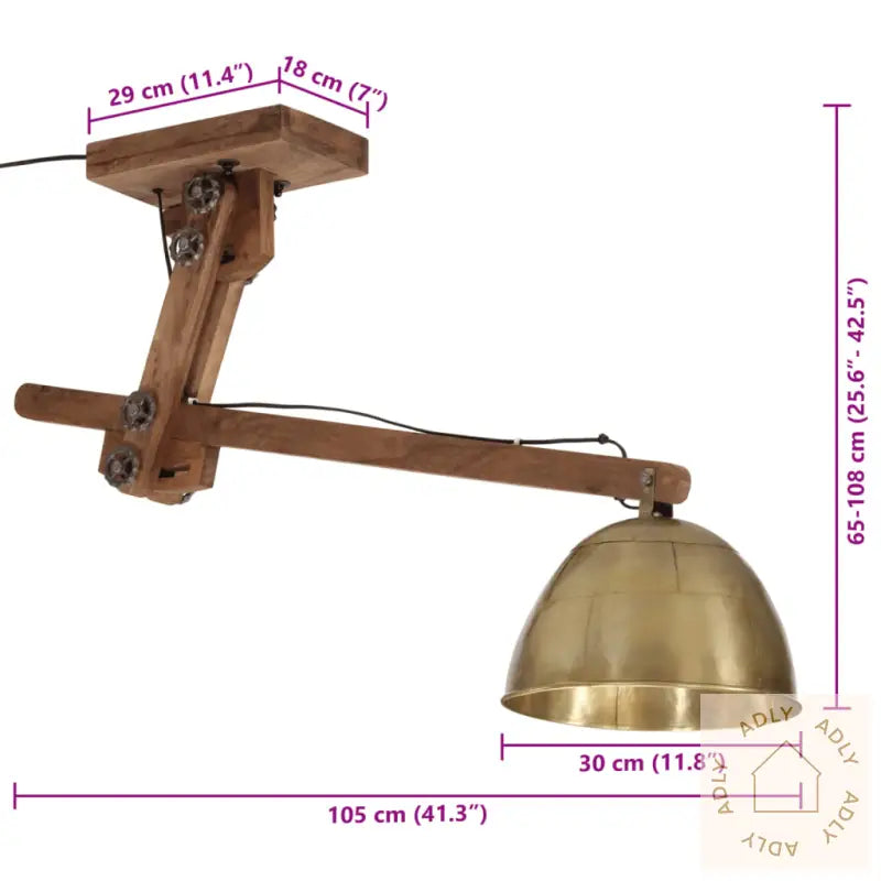 Taklampe 25 W Antikk Messing 105X30X65-108 Cm E27
