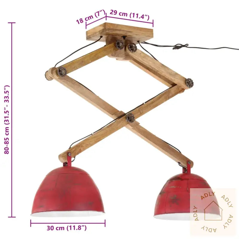 Taklampe 25 W Mørkerød 29X18X85 Cm E27
