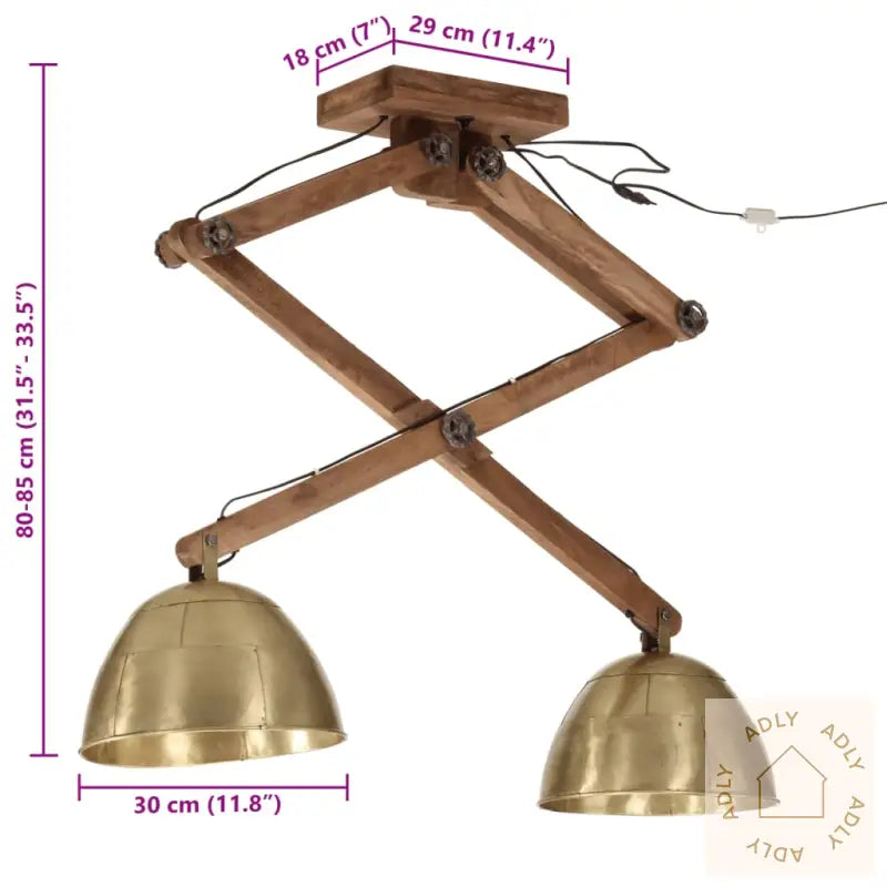 Taklampe 25 W Antikk Messing 29X18X85 Cm E27