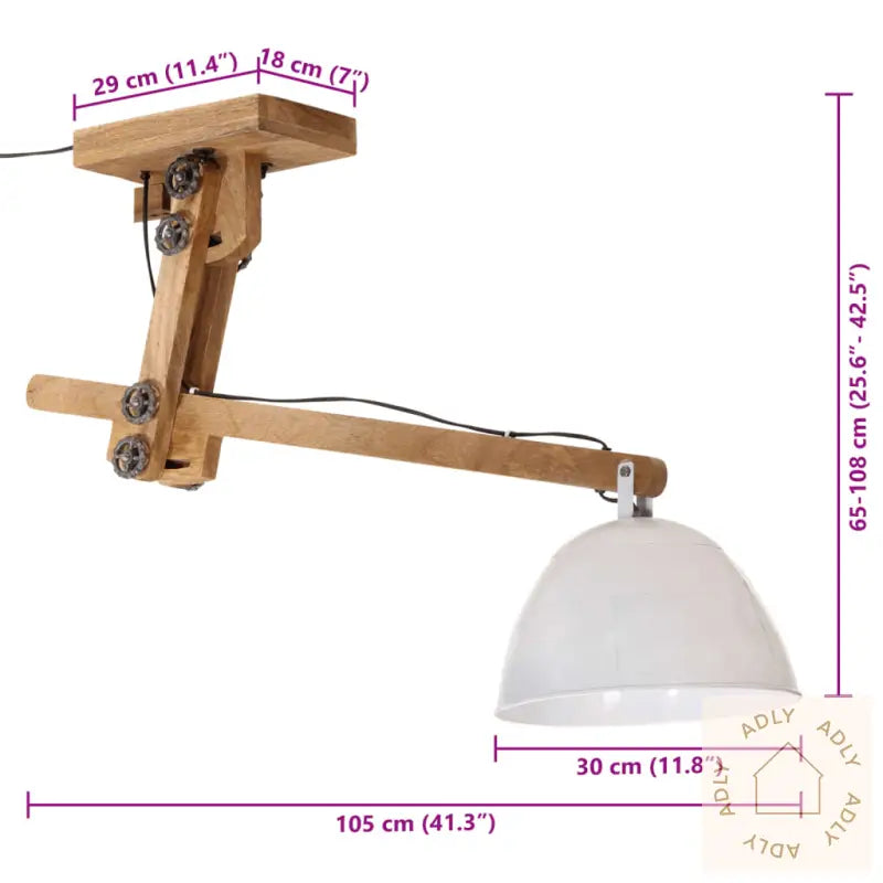 Taklampe 25 W Hvit 105X30X65-108 Cm E27