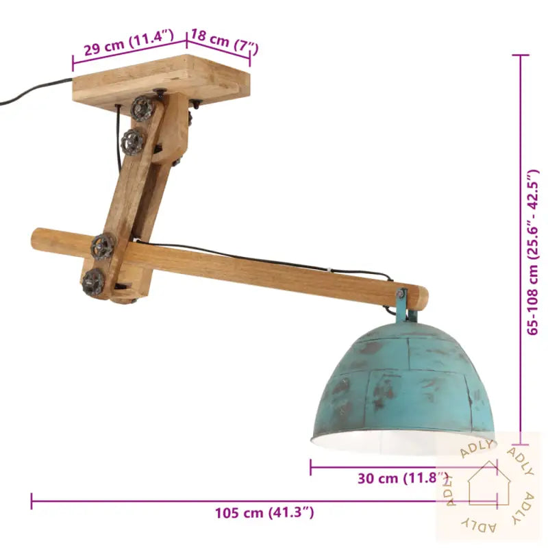 Taklampe 25 W Denimblå 105X30X65-108 Cm E27