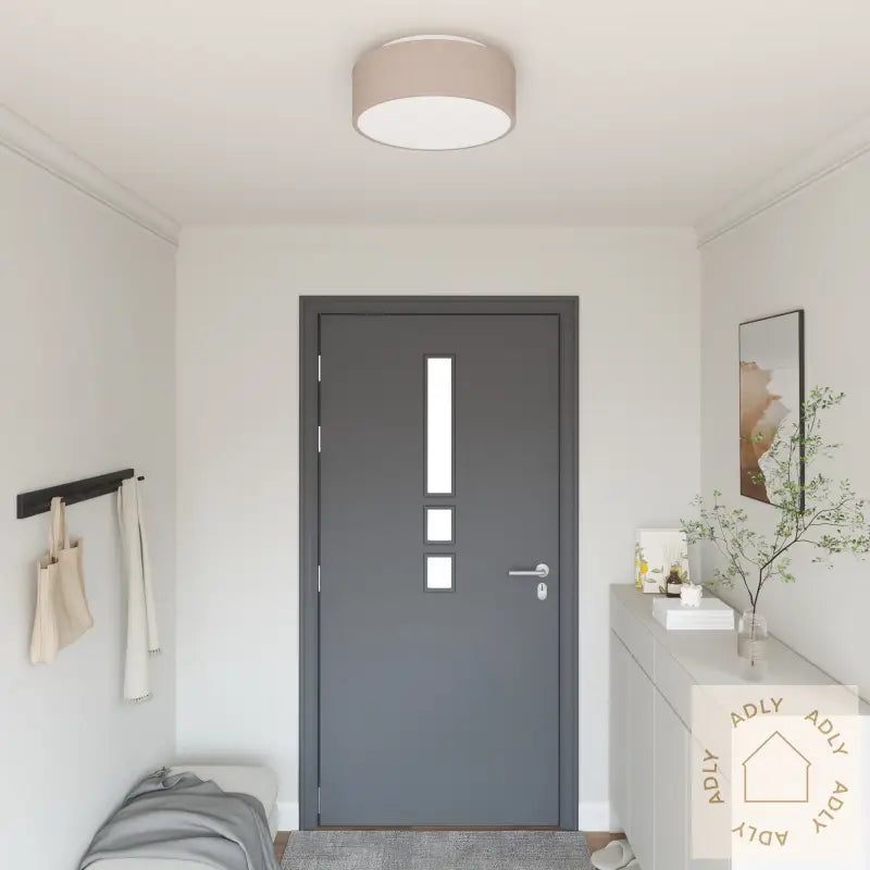 Taklamper Innfelte Gråbrun Ø 38 Cm Stoff E27