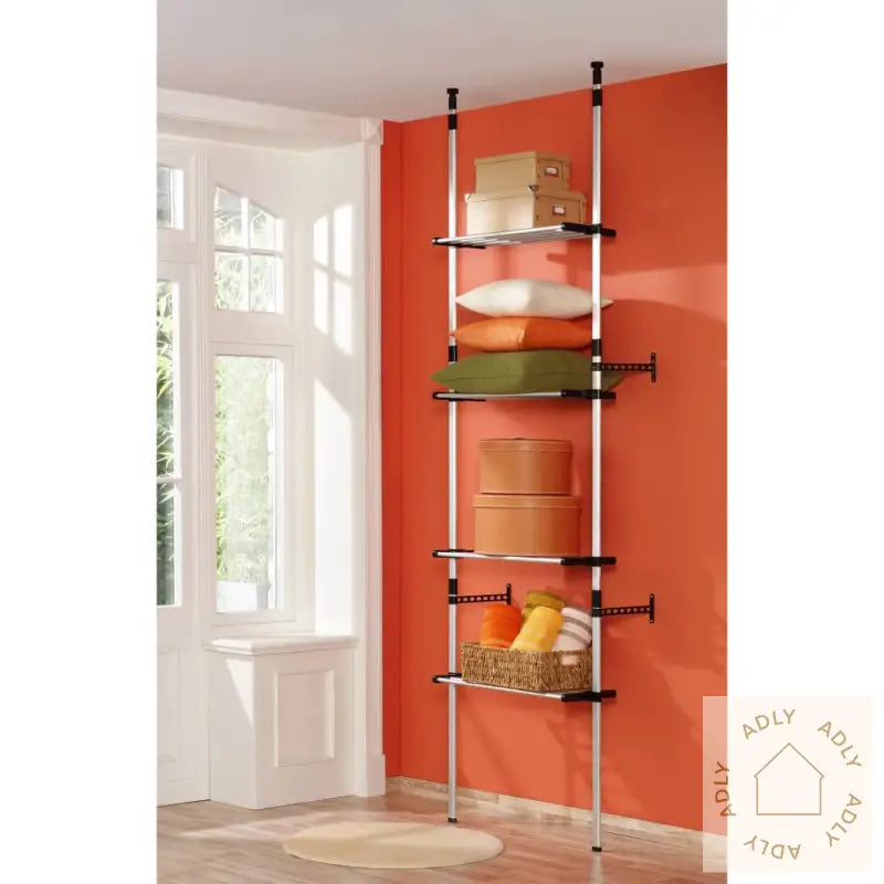 Teleskopisk Garderobesystem Med Hyller Aluminium