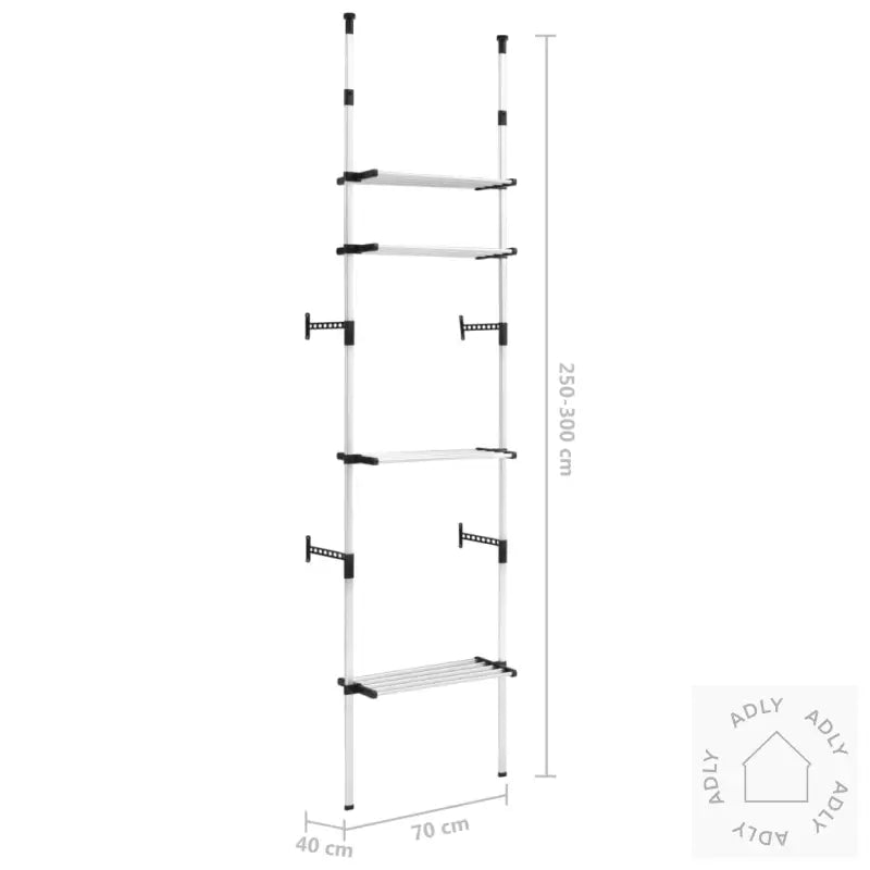 Teleskopisk Garderobesystem Med Hyller Aluminium