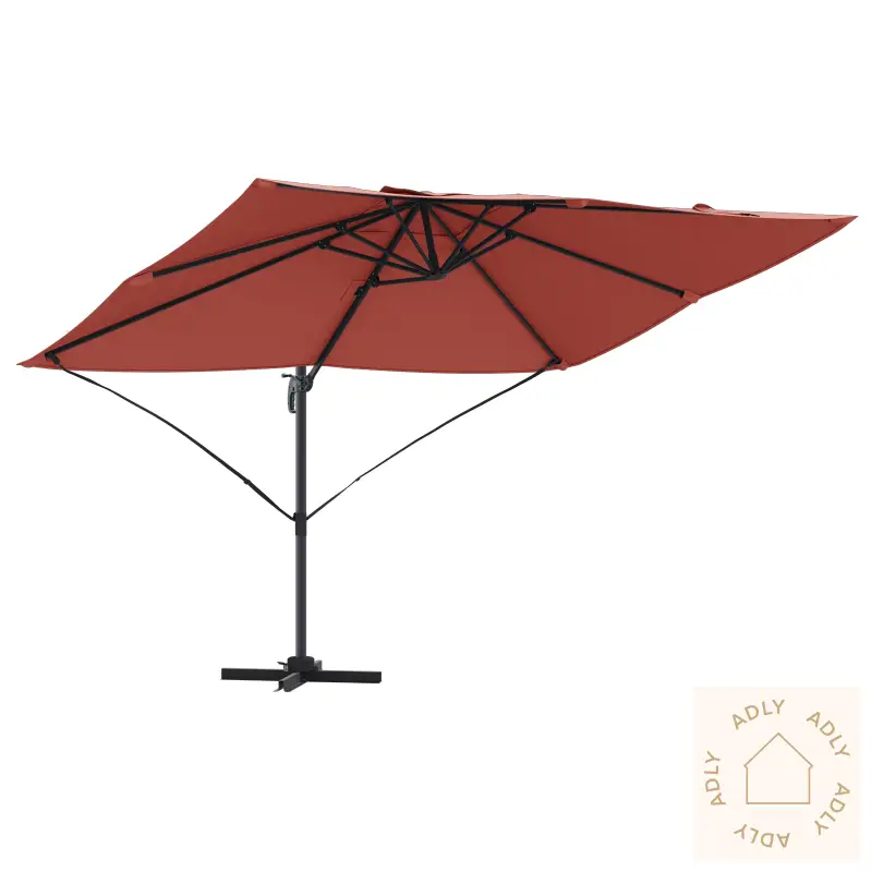 Cantilever Parasoll Terracotta Polyester, Stål Stor