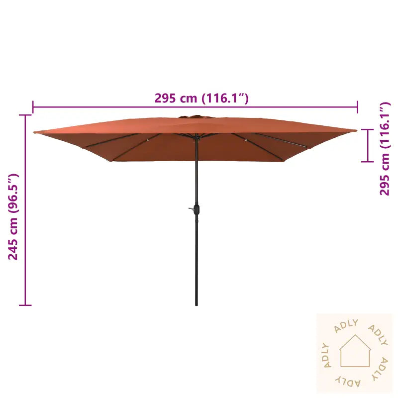 Hageparasoll Kvadratisk 295X245 Cm Terrakotta