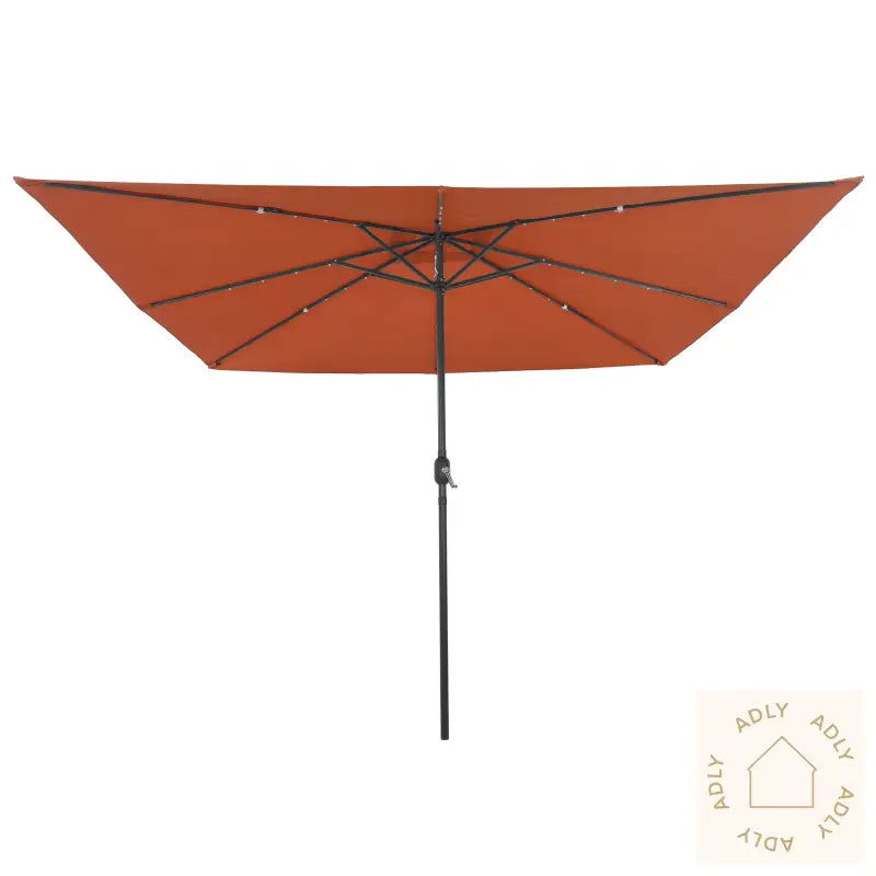 Firkantet Hageparasol Med Led-Lamper 295X245 Cm Terrakotta