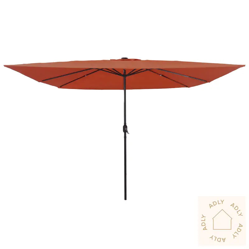 Firkantet Hageparasol Med Led-Lamper 295X245 Cm Terrakotta