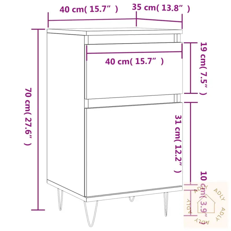 Skjenk Betonggrå 40X35X70 Cm Konstruert Tre