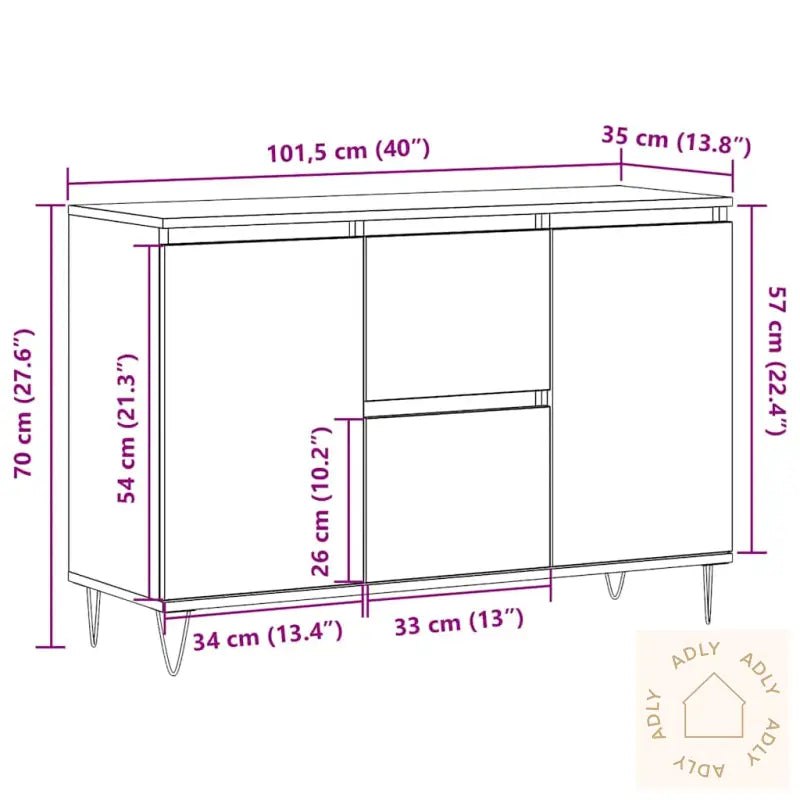 Skjenk Gammelt Tre 104X35X70 Cm Konstruert Tre
