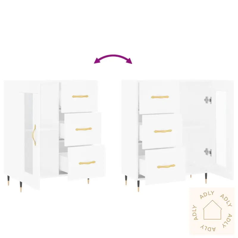 Skjenk Hvit 69,5X34X90 Cm Konstruert Tre