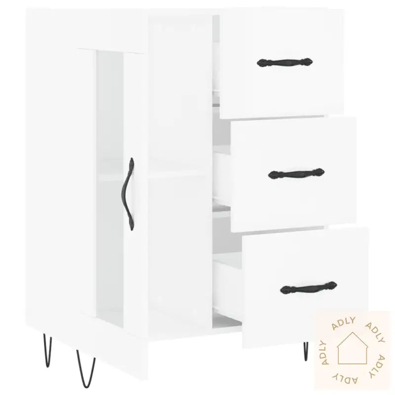 Skjenk Høyglans Hvit 69,5X34X90 Cm Konstruert Tre