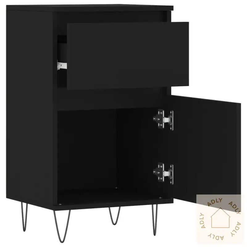 Skjenk 2 Stk Svart 40X35X70 Cm Konstruert Tre