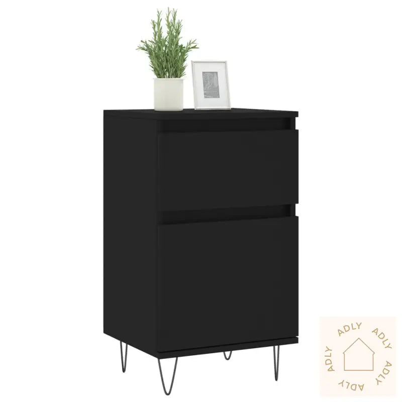 Skjenk 2 Stk Svart 40X35X70 Cm Konstruert Tre