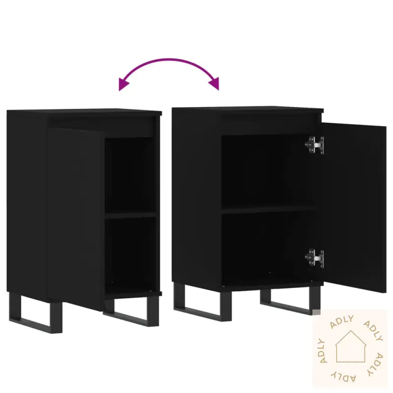 Skjenk 2 Stk Svart 40X35X70 Cm Konstruert Tre