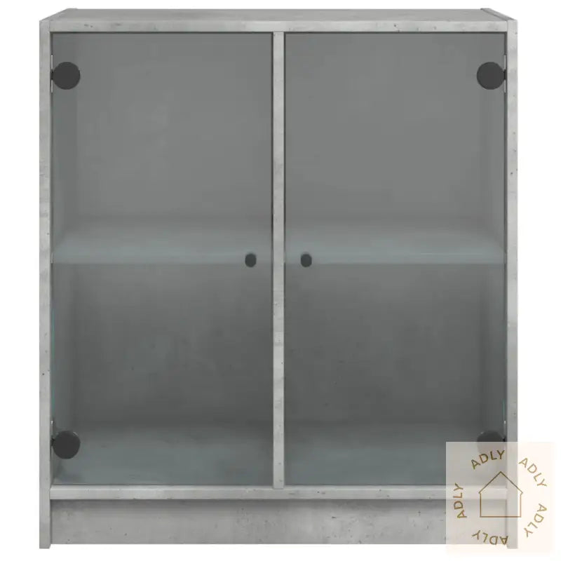 Sideskap Med Glassdører Betonggrå 68X37X75,5 Cm