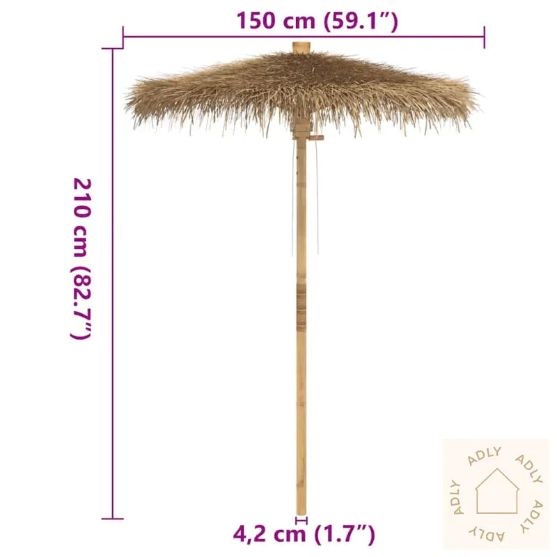 Tiki Paraply Med Banan Blad Kalesje 150 Cm Bambus