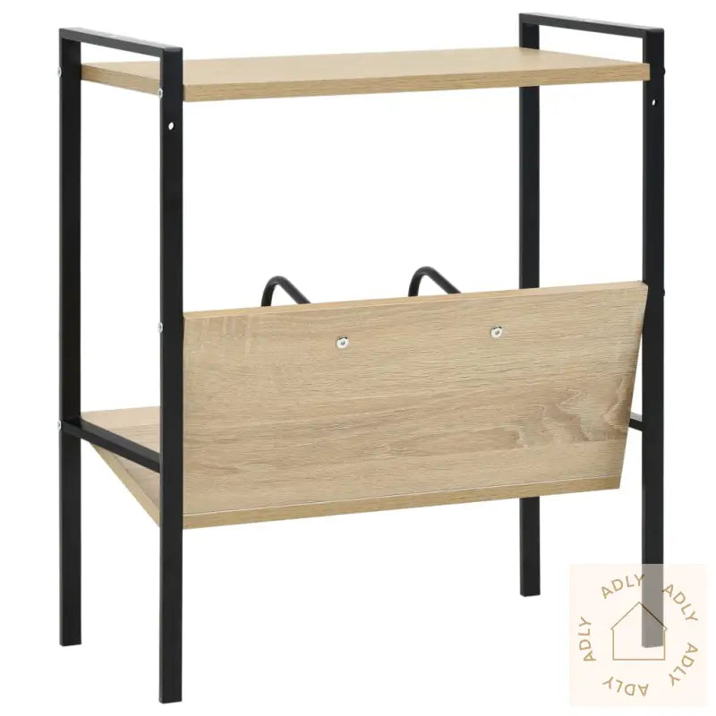 Bokhylle 2 Lag Svart Og Eik 52X28X59 Cm Konstruert Tre