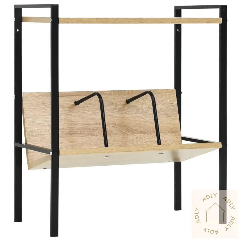 Bokhylle 2 Lag Svart Og Eik 52X28X59 Cm Konstruert Tre