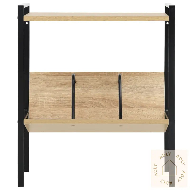 Bokhylle 2 Lag Svart Og Eik 52X28X59 Cm Konstruert Tre