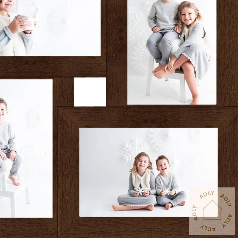Fotorammekollasj For 4X(10X15 Cm) Bilde Mørkebrun Mdf