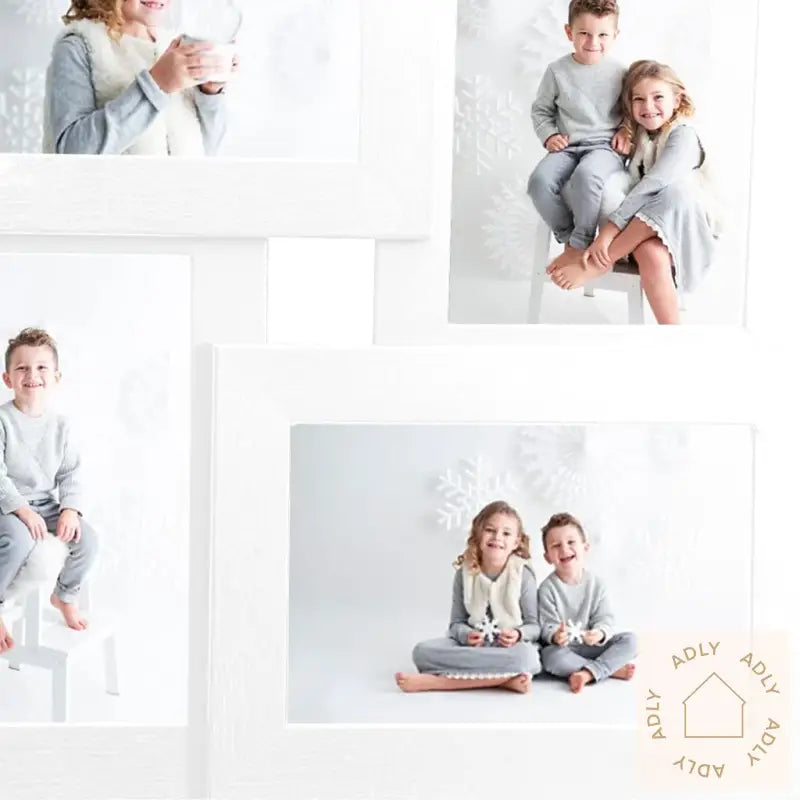 Fotorammekollasj For 4X(10X15 Cm) Bilde Hvit Mdf