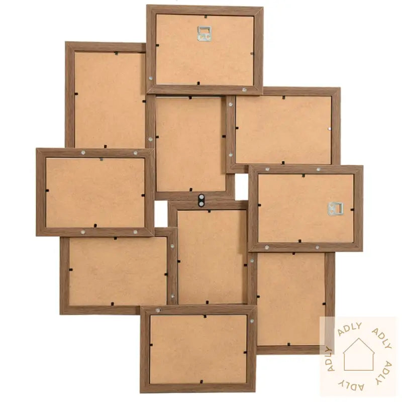 Fotorammekollasj For 10X(10X15 Cm) Bilde Lysebrun Mdf