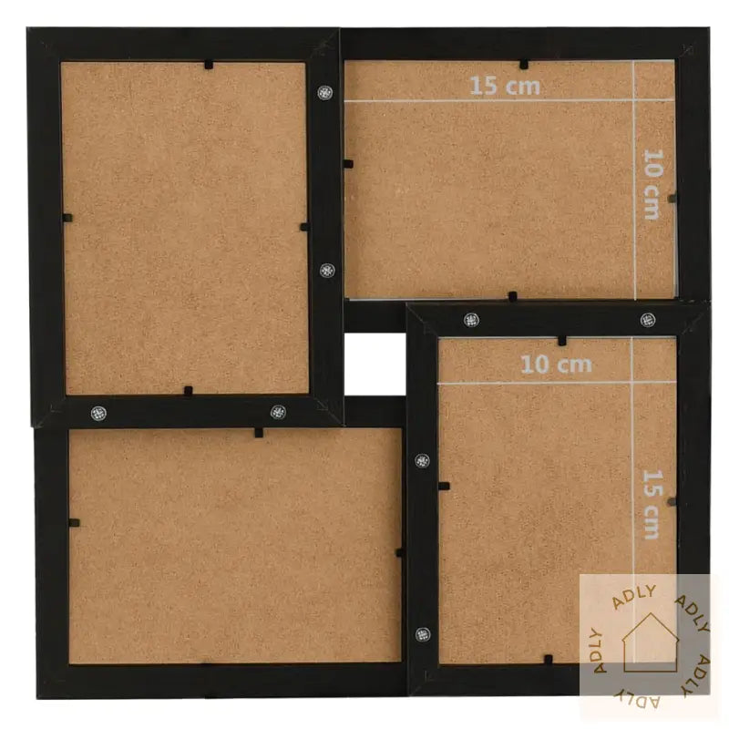 Fotorammekollasj For 4X(10X15 Cm) Bilde Svart Mdf