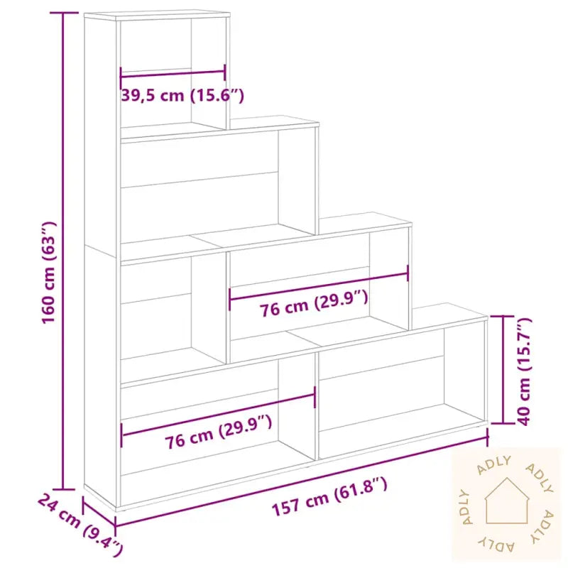 Bokhylle Artisan Eik 157X24X160 Cm Konstruert Tre