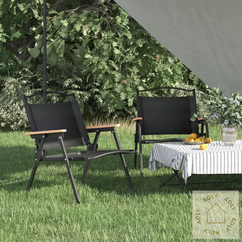 Campingstoler 2 Stk Svart 54X43X59 Cm Oxfordstoff