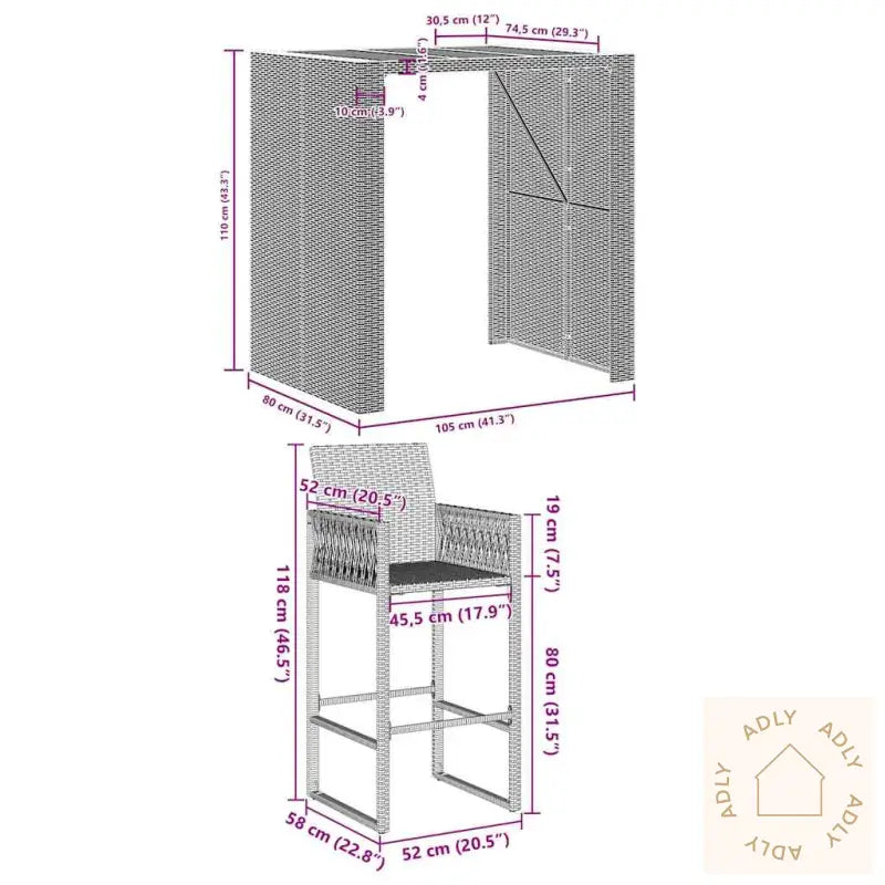 Hagebarsett Uten Puter 3 Deler Grå Polyrotting Akasie
