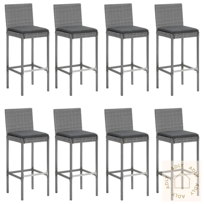 Hagebarsett Med Puter 9 Deler Grå Polyrotting