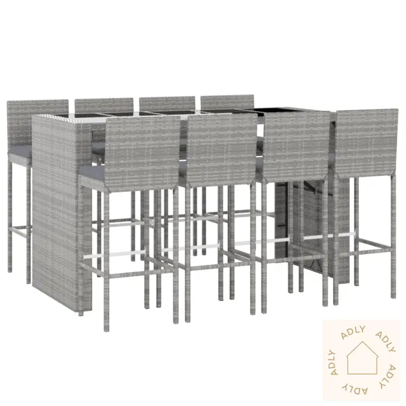 Hagebarsett Med Puter 9 Deler Grå Polyrotting