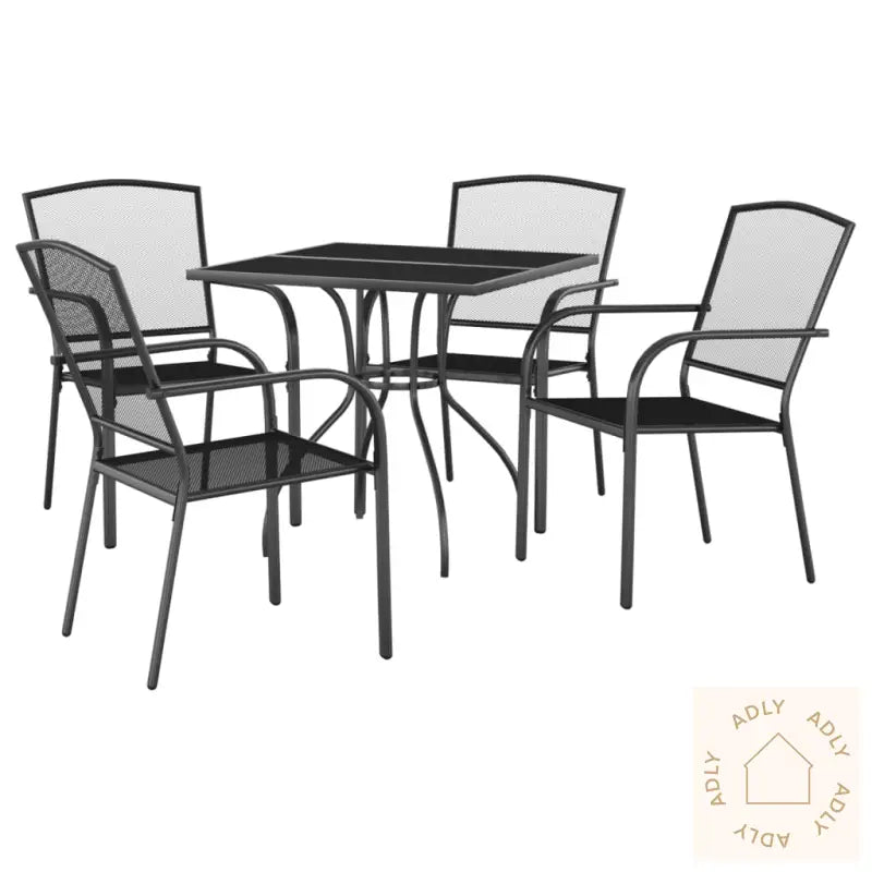 Utendørs Spisestue 5 Deler Antrasitt Stål