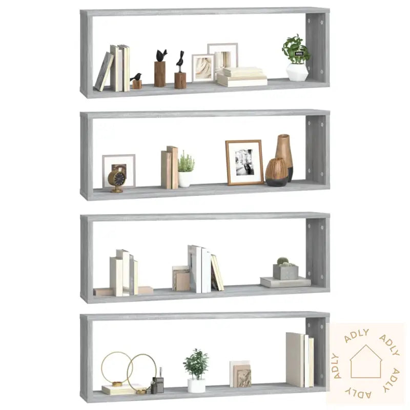 Vegghyller Kube 4 Stk Grå Sonoma 80X15X26,5 Cm Konstruert Tre