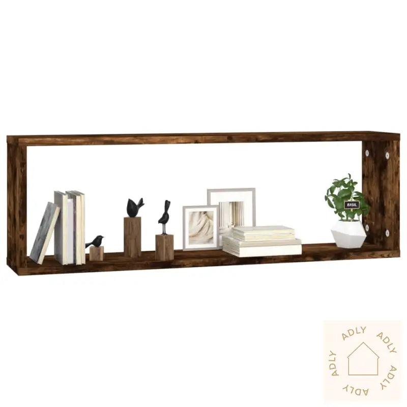 Vegghyller Kube 2 Stk Røkt Eik 80X15X26,5 Cm Konstruert Tre
