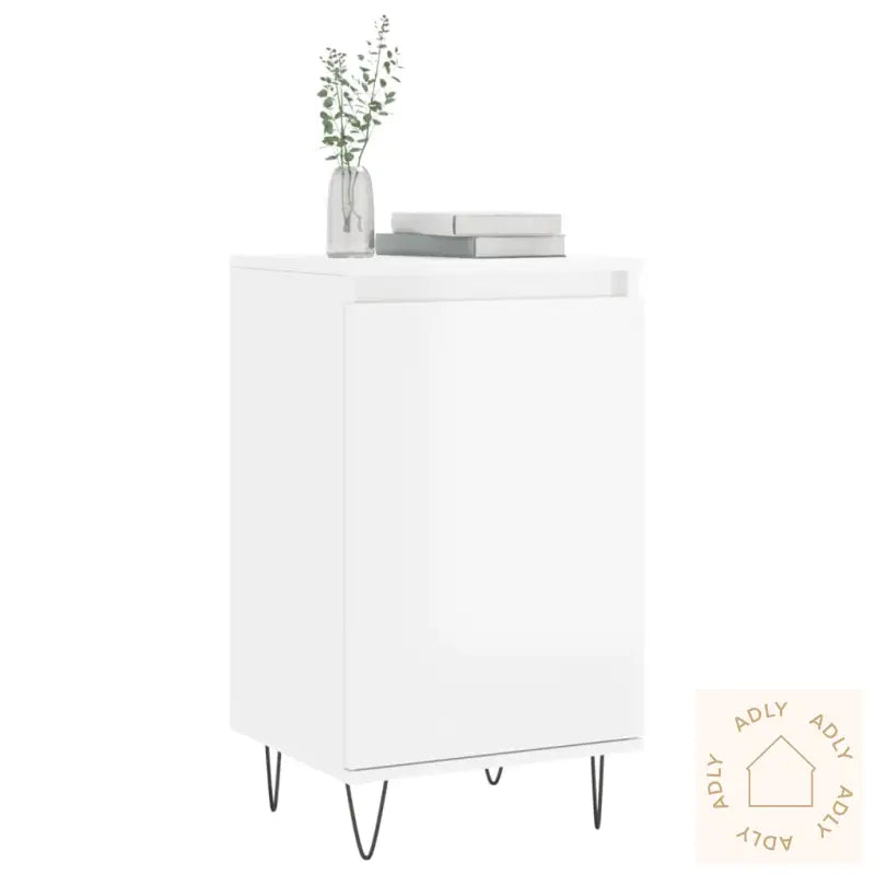 Skjenker 2 Stk Høyglans Hvit 40X35X70 Cm Konstruert Tre