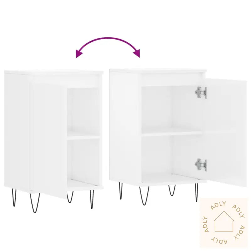 Skjenker 2 Stk Høyglans Hvit 40X35X70 Cm Konstruert Tre