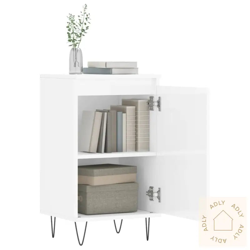Skjenker 2 Stk Høyglans Hvit 40X35X70 Cm Konstruert Tre