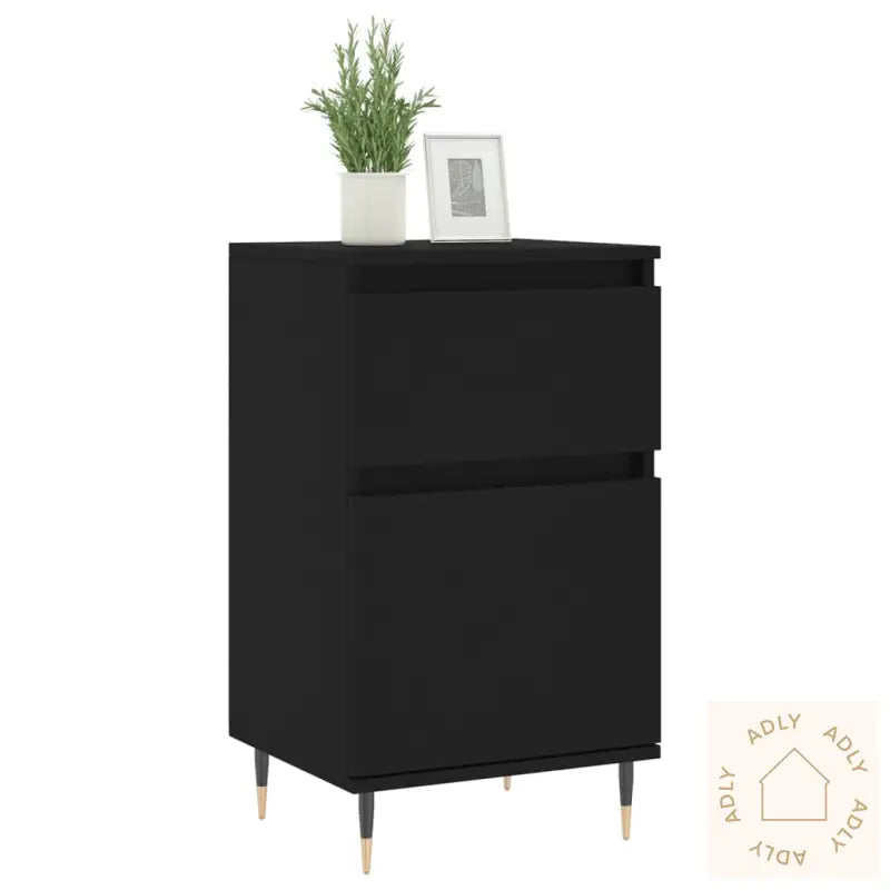 Skjenk 2 Stk Svart 40X35X70 Cm Konstruert Tre