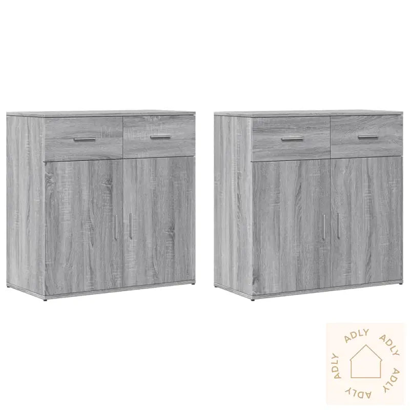 Skjenker 2 Stk Grå Sonoma 79X38X80 Cm Konstruert Tre
