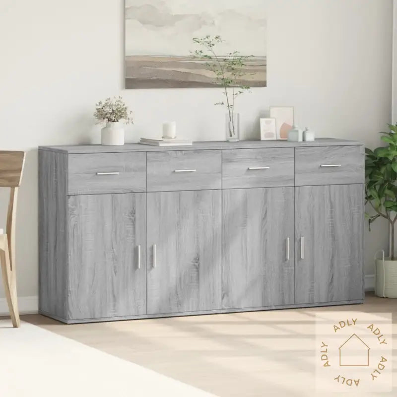 Skjenker 2 Stk Grå Sonoma 79X38X80 Cm Konstruert Tre