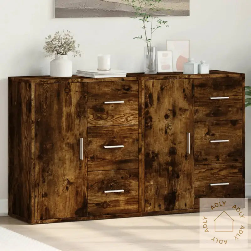 Skjenker 2 Røkt Eik 60X31X70 Cm Konstruert Tre