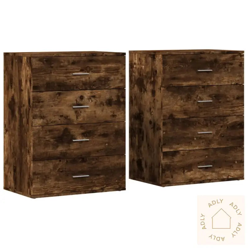 Skjenker 2 Stk Røkt Eik 60X39X80 Cm Konstruert Tre