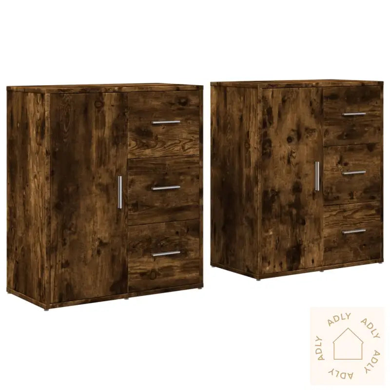 Skjenker 2 Røkt Eik 60X31X70 Cm Konstruert Tre