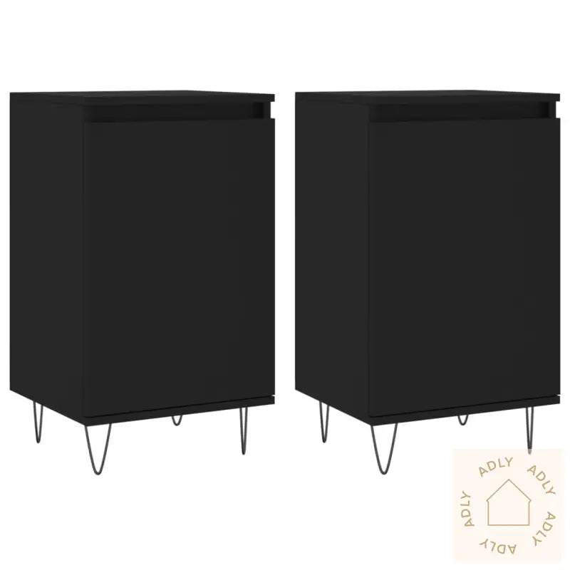 Skjenk 2 Stk Svart 40X35X70 Cm Konstruert Tre