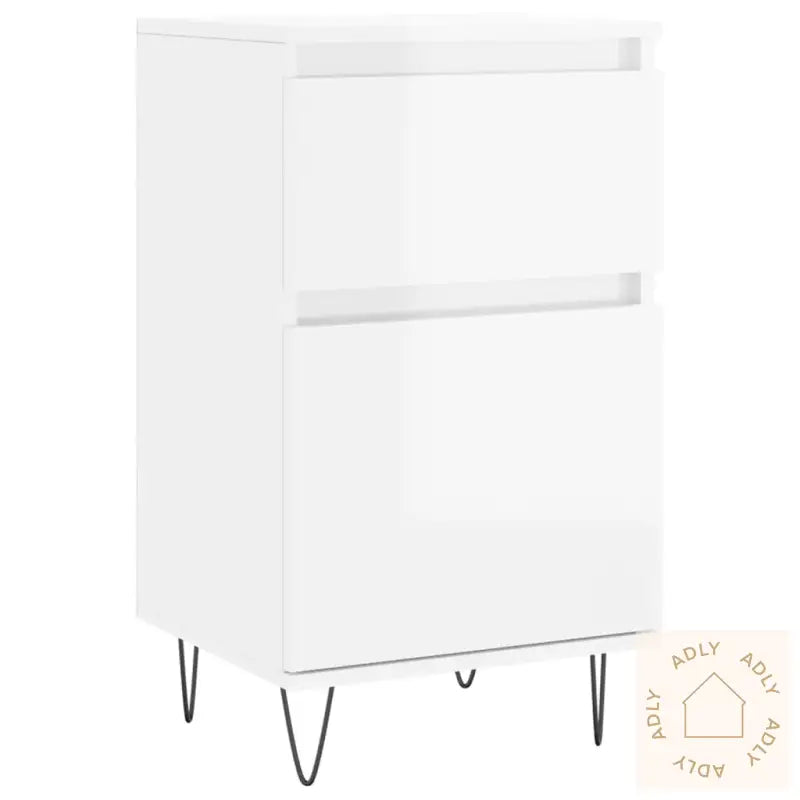 Skjenker 2 Stk Høyglans Hvit 40X35X70 Cm Konstruert Tre